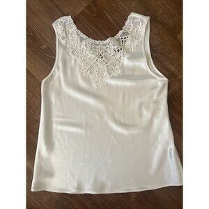 VTG 90's NIGHT MAGIC BY CINEMA ETOILE White LACE SLIP CHEMISE NIGHTGOWN SZ‎ M